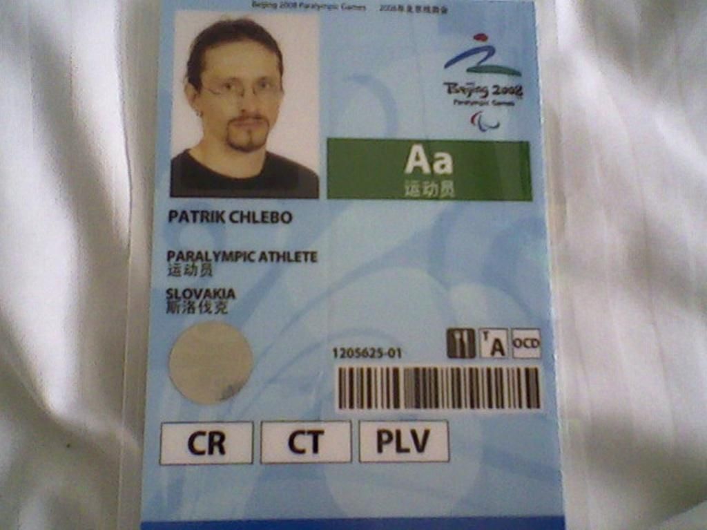 Registračný preukaz Patrika na paralympijských hrách